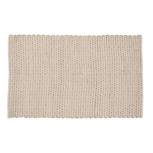 Alfombra rectangular de algodón y yute blanco y beige 160×230 cm – moderno rústico  – LIZ