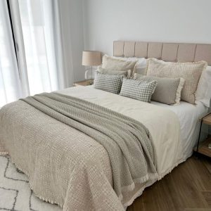 Set Edredón BOUTI + Funda/s Cojín a juego TANA beige suave