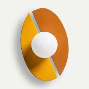 Aplique de pared de hierro amarillo y vidrio marrón 20×15×31 cm – contemporáneo – ARCO