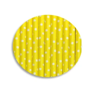 Popote amarillo puntos blancos